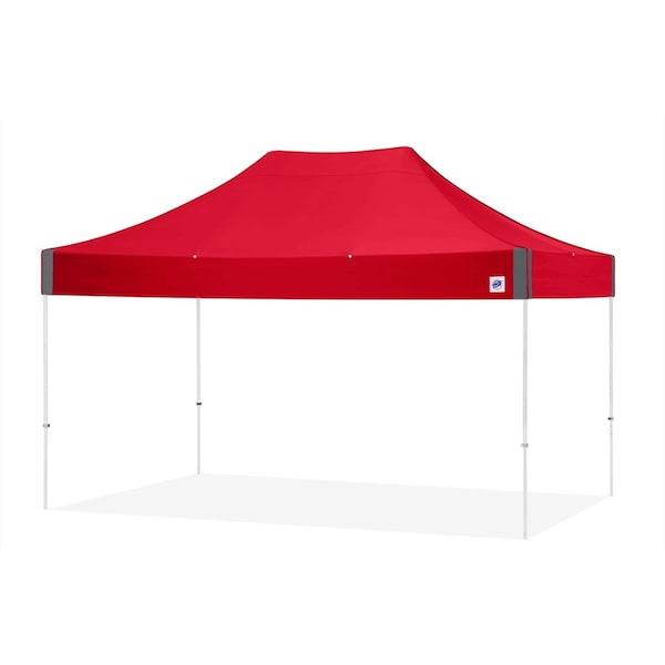 TAA Compliant Eclipse Shelter, 10' W x 15' L, White Steel Frame, Red Vented Top